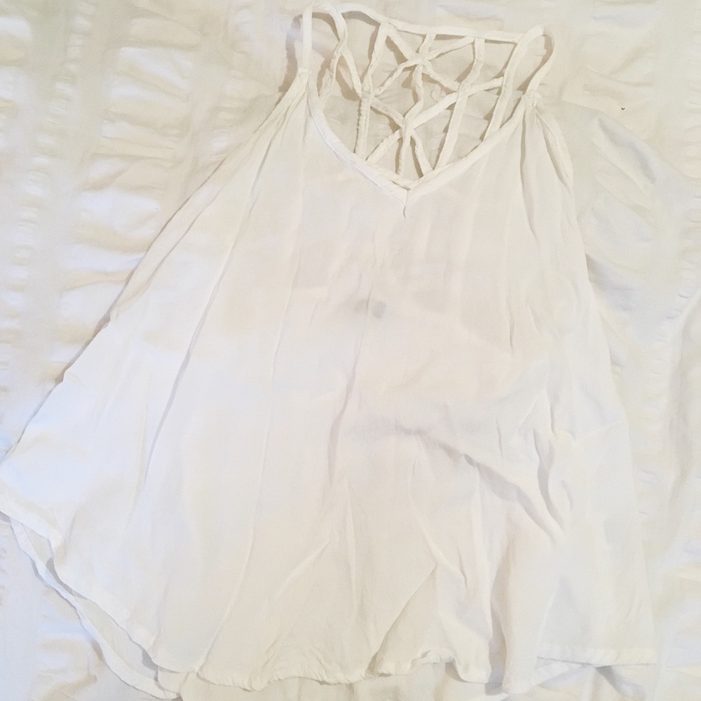 Brandy Melville White Chiffon Shirt (Size S)